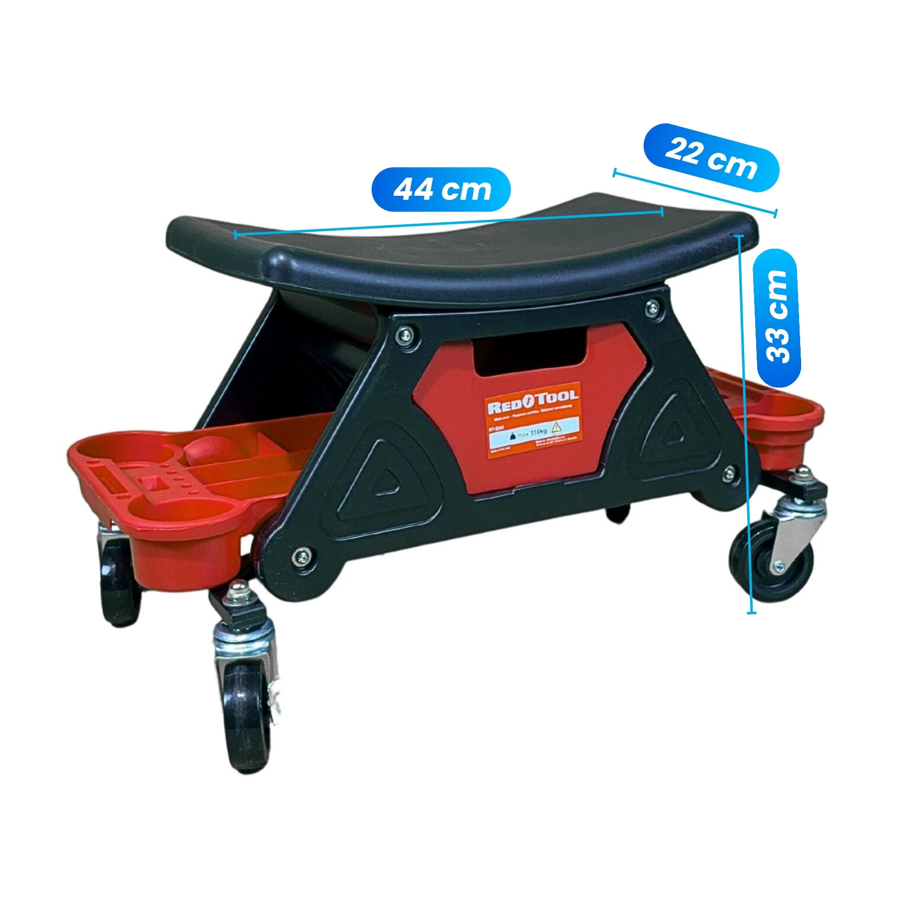 RT-5341 - Montážna, dielenská stolička na kolieskach so zásuvkou (22)